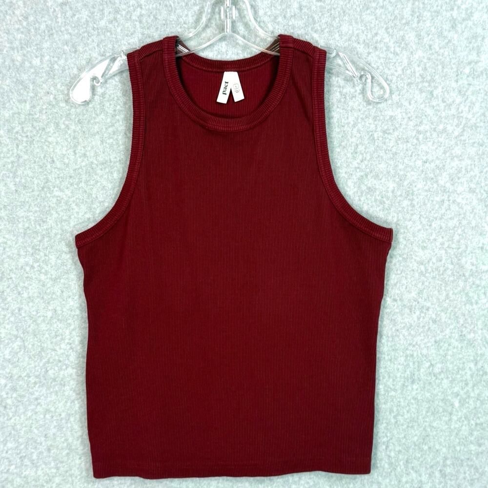 Pact Ribbed Tank Top in Deep Wine Red